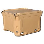 Изотермический контейнер 1000 литров 1470х1180х965 с крышкой (бежевый)